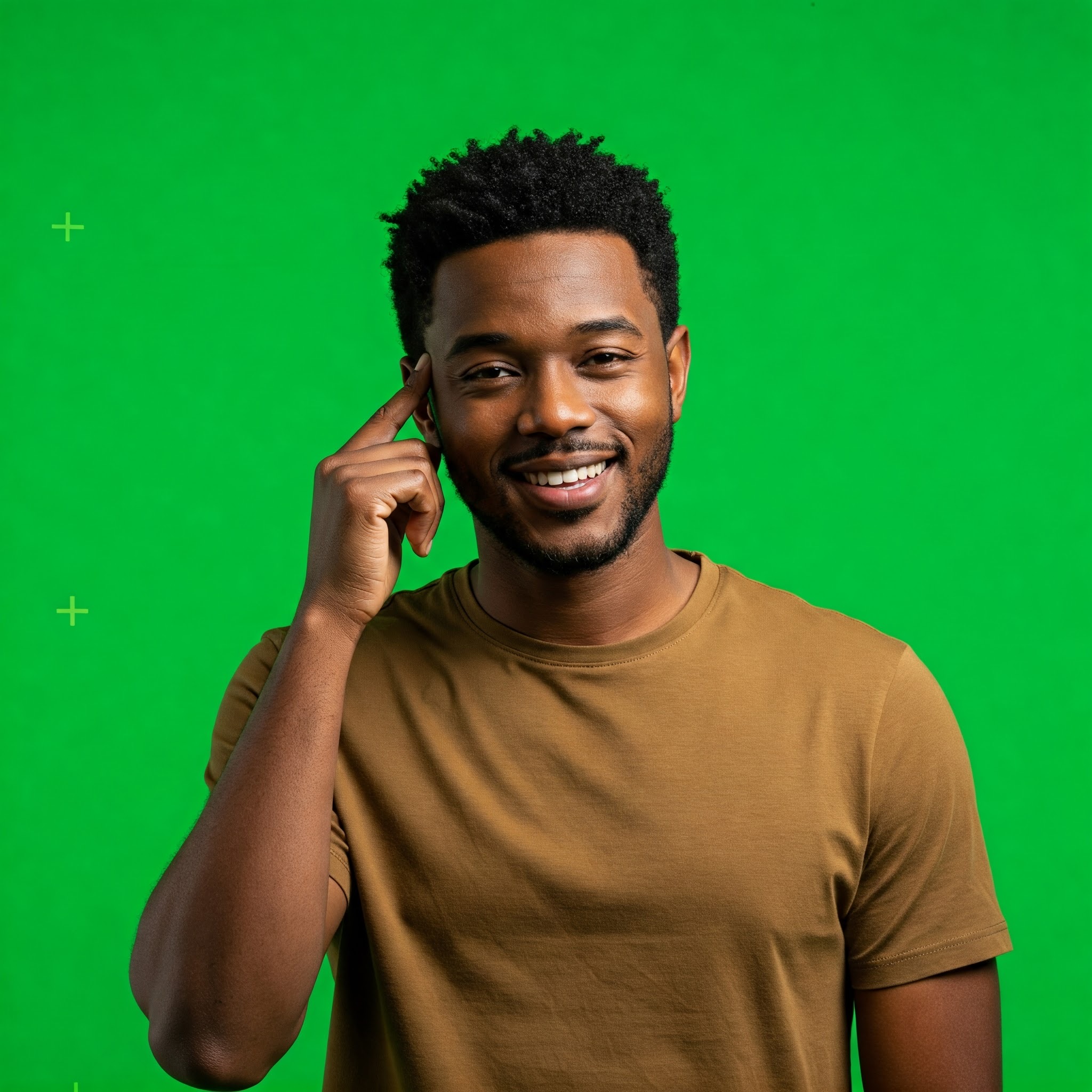 photo of Think smart Smiling Young Man on Green Screen